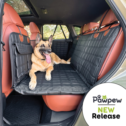 Leather Backseat Extender for Dogs - Black with Door Covers