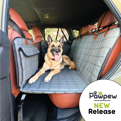 Leather Backseat Extender for Dogs - Grey with Door Covers