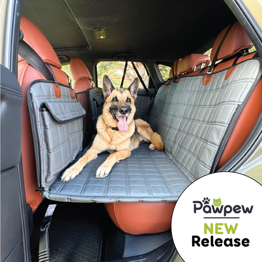 Leather Backseat Extender for Dogs - Grey with Door Covers