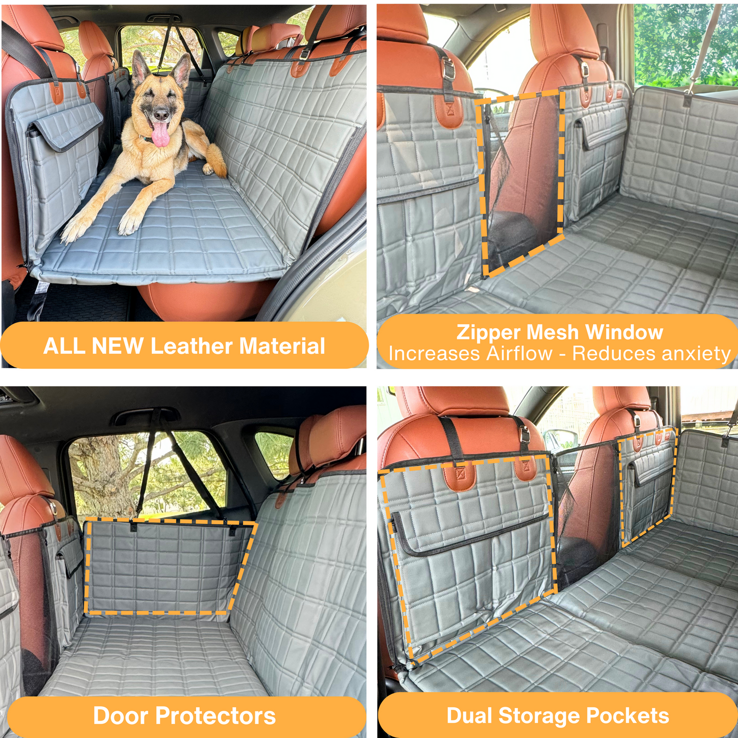 Backseat Extender for Dogs - Grey with Door Covers