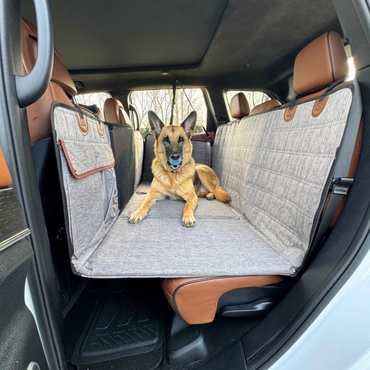 Leather Backseat Extender for Dogs - Grey with Door Covers